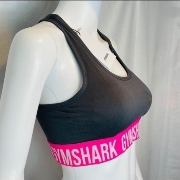 Gymshark Racer‎ Back Sports Seamless Charcoal Pink Sport Bra Size M - Picture 9 of 9